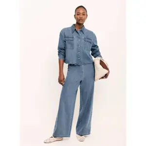 Mint Velvet Indigo Scallop Trim Wide Jeans